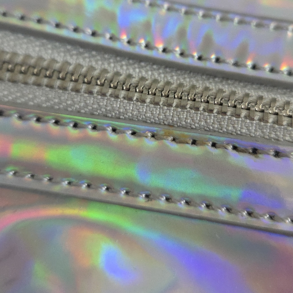 NWT Current Mood x Dolls Kill Holographic Prism Weekender Duffle Tote Bag - Picture 6 of 13